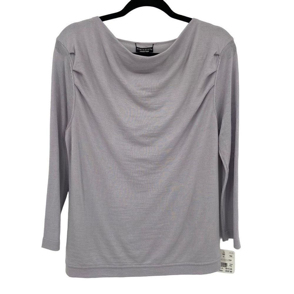 Doncaster Collection Wool Blend Boatneck Sweater Lavender Medium NWT‎